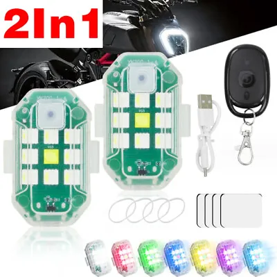 2xRechargeable Flashing Lights Wireless LED Strobe Light Motorcycle Car Bike> • $14.43